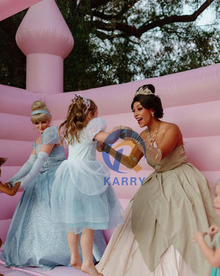 Unisex Castelo de Salto Inflável Rosa Branca para Casamento e Aniversário