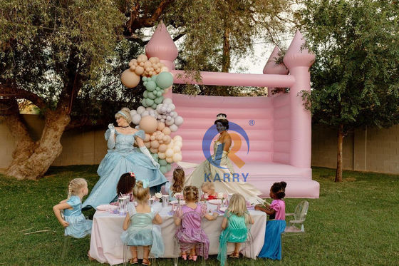 Unisex Castelo de Salto Inflável Rosa Branca para Casamento e Aniversário