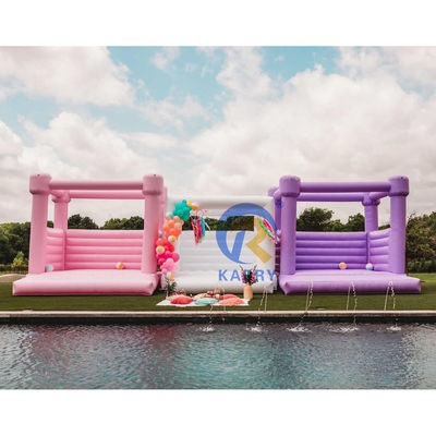 Unisex Castelo de Salto Inflável Rosa Branca para Casamento e Aniversário