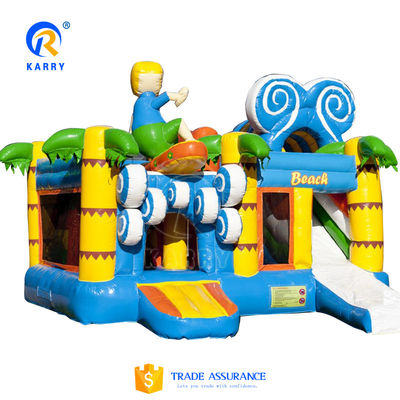 Cartão inflável Bouncer tema Commercial Combo Slide com Pool Blower With Blower