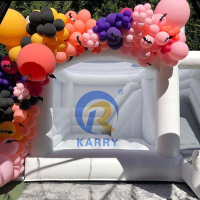 Festa de casamento personalizado inflável castelo de salto branco com deslizamento e combo de segurança