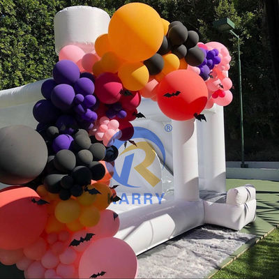 Festa de casamento personalizado inflável castelo de salto branco com deslizamento e combo de segurança