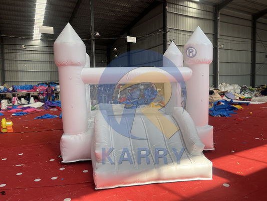 Festa de casamento personalizado inflável castelo de salto branco com deslizamento e combo de segurança