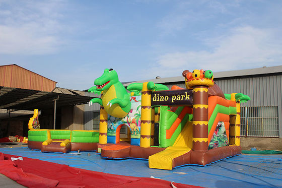 Parque de diversões para crianças Dinossauro Castelo salto com Slide Set Dino Parque inflável Combo
