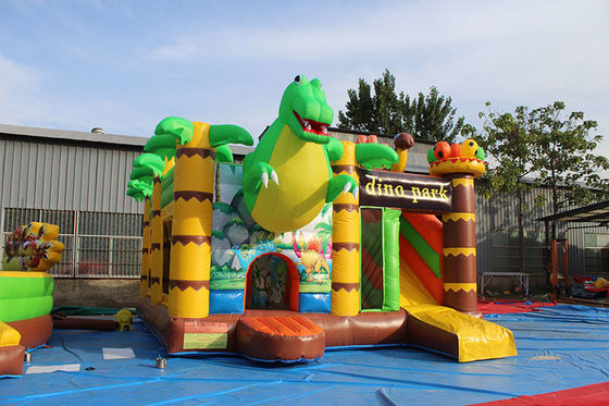 Parque de diversões para crianças Dinossauro Castelo salto com Slide Set Dino Parque inflável Combo