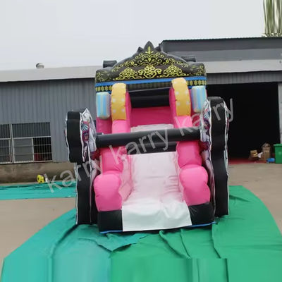 14 anos de idade Parque de diversões ao ar livre Princesa carroça inflável casa de salto com escorrega