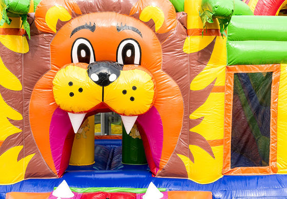14 Anos Unisex Inflável Outdoor Jungle Lion Bouncer com Slide e Jumping Castle