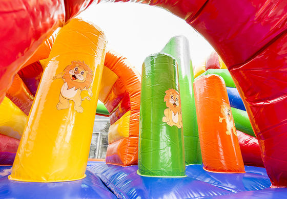 14 Anos Unisex Inflável Outdoor Jungle Lion Bouncer com Slide e Jumping Castle