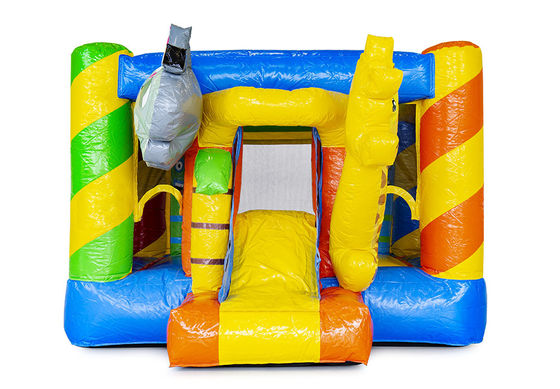Casa de salto inflável com tema animal de elefante para crianças unisex no parque infantil ao ar livre