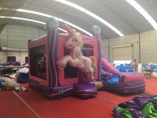 Slide combo portátil de castelo de salto com certificação EN71 Rainbow Unicorn e Slide