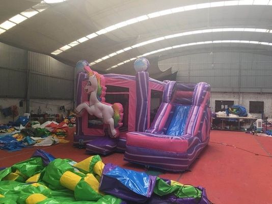 Slide combo portátil de castelo de salto com certificação EN71 Rainbow Unicorn e Slide