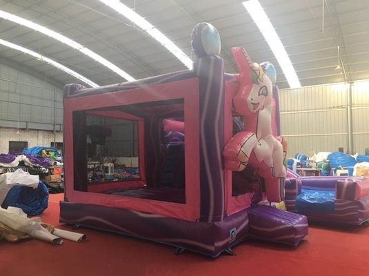 Slide combo portátil de castelo de salto com certificação EN71 Rainbow Unicorn e Slide