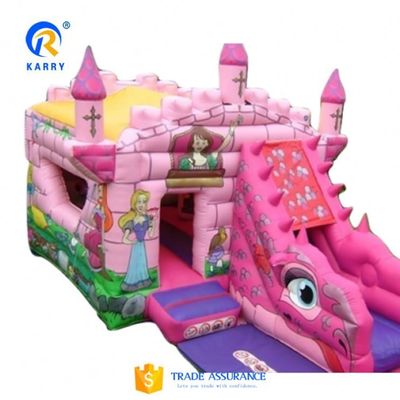 Castelo Rosa Inflável Camaleão Castelo Rebentador Combo Slide com Acessórios