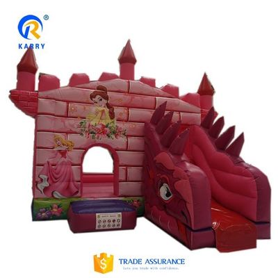 Castelo Rosa Inflável Camaleão Castelo Rebentador Combo Slide com Acessórios