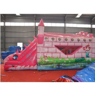 Castelo Rosa Inflável Camaleão Castelo Rebentador Combo Slide com Acessórios