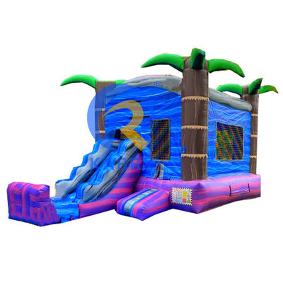 Crianças Parque de jogos ao ar livre Árvore de palmeira tropical Castelo inflável Slide com kits de reparo