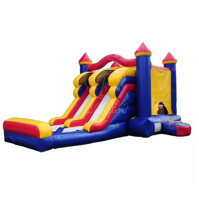 3 em 1 Dupla Faixa Inflável Castelo Salto Slide Combo em Design Colorido para Unisex
