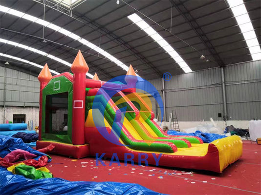 3 em 1 Dupla Faixa Inflável Castelo Salto Slide Combo em Design Colorido para Unisex