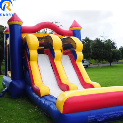 3 em 1 Dupla Faixa Inflável Castelo Salto Slide Combo em Design Colorido para Unisex