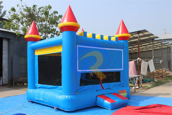 Cores personalizadas Salto inflável Casa de salto Castelo com anel de basquete Verde Azul