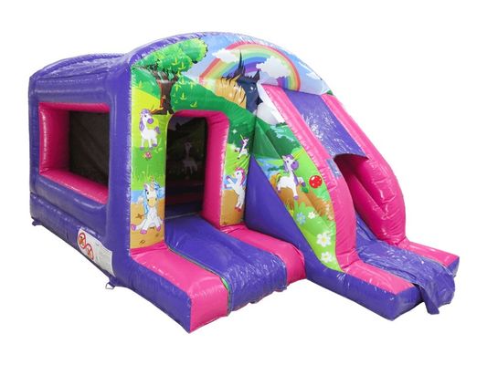 Meninas Pink Cartoon Bala Fada Mágica Inflável Bouncer Castelo com Slide 6*4*3.5m Tamanho