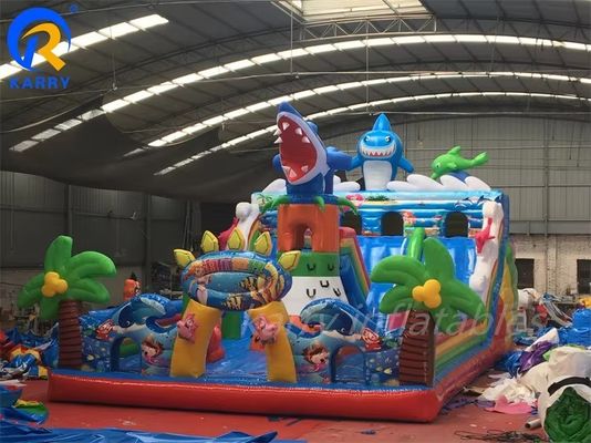 Deslizamento combinado de labirinto inflável e grande castelo de salto para parque de diversões Certificado EN71/CE