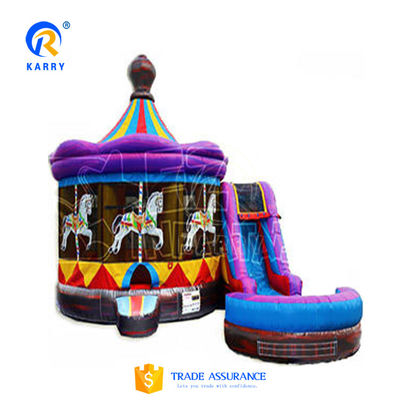 Características PORTABLE Carrossel Gigante Castelo Bouncy Combo Slide com cor personalizada
