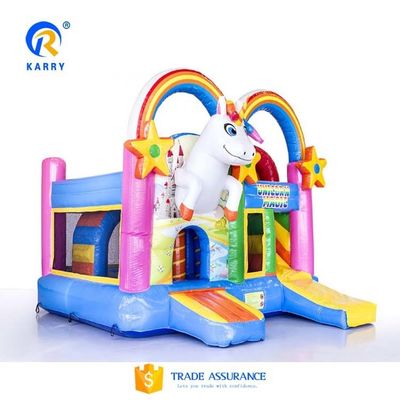 Unisex PORTABLE Rainbow Unicorns Castelo Salto Salteador Slide Combo em Cor do Arco-íris