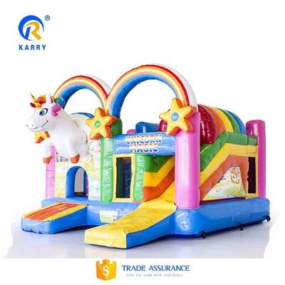 Unisex PORTABLE Rainbow Unicorns Castelo Salto Salteador Slide Combo em Cor do Arco-íris
