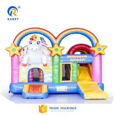 Unisex PORTABLE Rainbow Unicorns Castelo Salto Salteador Slide Combo em Cor do Arco-íris