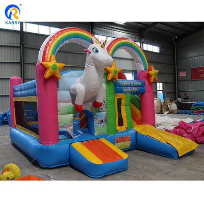 Unisex PORTABLE Rainbow Unicorns Castelo Salto Salteador Slide Combo em Cor do Arco-íris