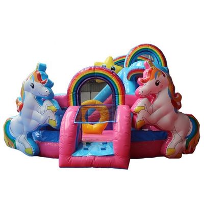 Aluguer de festa comercial 5x5.5m Castelo inflável com Slide Unicorn