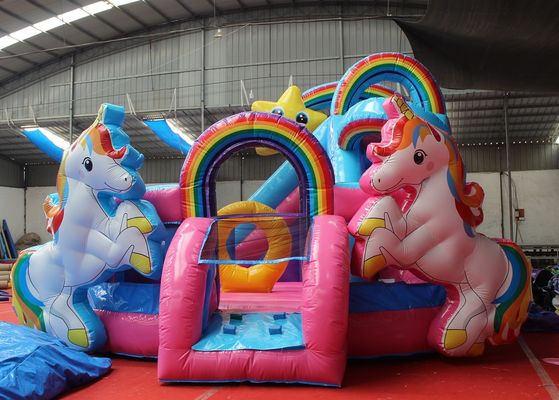 Aluguer de festa comercial 5x5.5m Castelo inflável com Slide Unicorn
