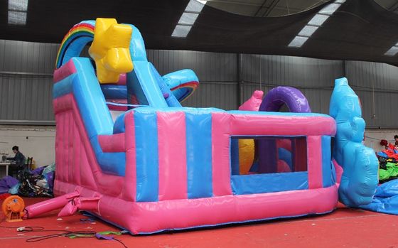 Aluguer de festa comercial 5x5.5m Castelo inflável com Slide Unicorn