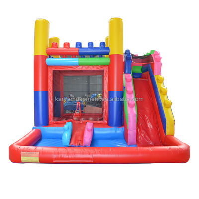 Combinação comercial de castelo de salto com blocos de construção de PVC infláveis e escorrega