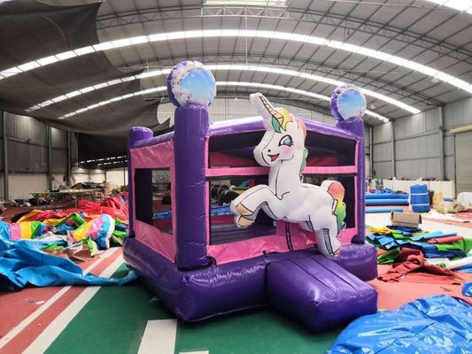 EN71/EN14960 Certificado Castelo de saltos inflável de unicórnio para aventuras de saltos de crianças