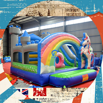 Portátil Castelo de Jogos para Crianças Casa de Jogos com Unicórnio e Rainbow Bridge Aluguel de Castelo Bouncy