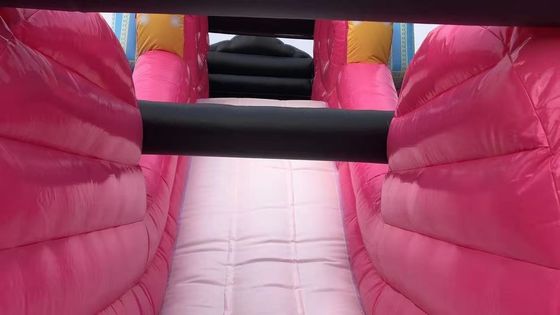 Bouncer inflável com kit de deslizamento e reparação Commercial Pink Princess Carriage Combo