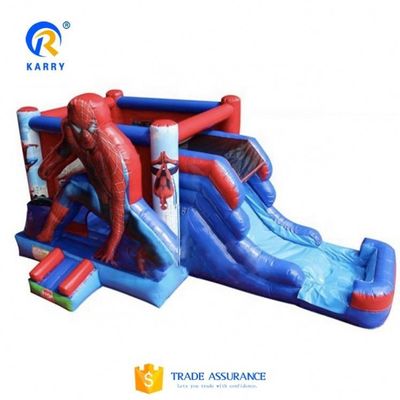 Parque de Jogos Inflável Homem-Aranha Casa de Salto Combo Slide para Crianças e Adultos