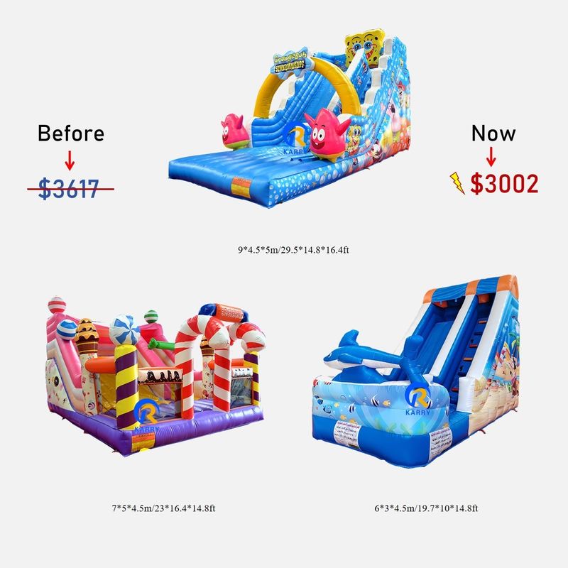 5-10 Passageiros permitidos Pacote de desenhos animados Parque de diversões Brinquedos de PVC infláveis para crianças