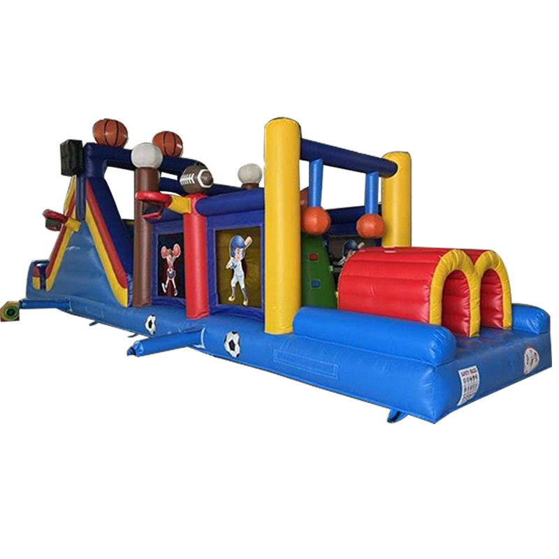 Unisex bola de desporto jogo pista terra campo de obstáculos inflável com casa de salto e escorrega