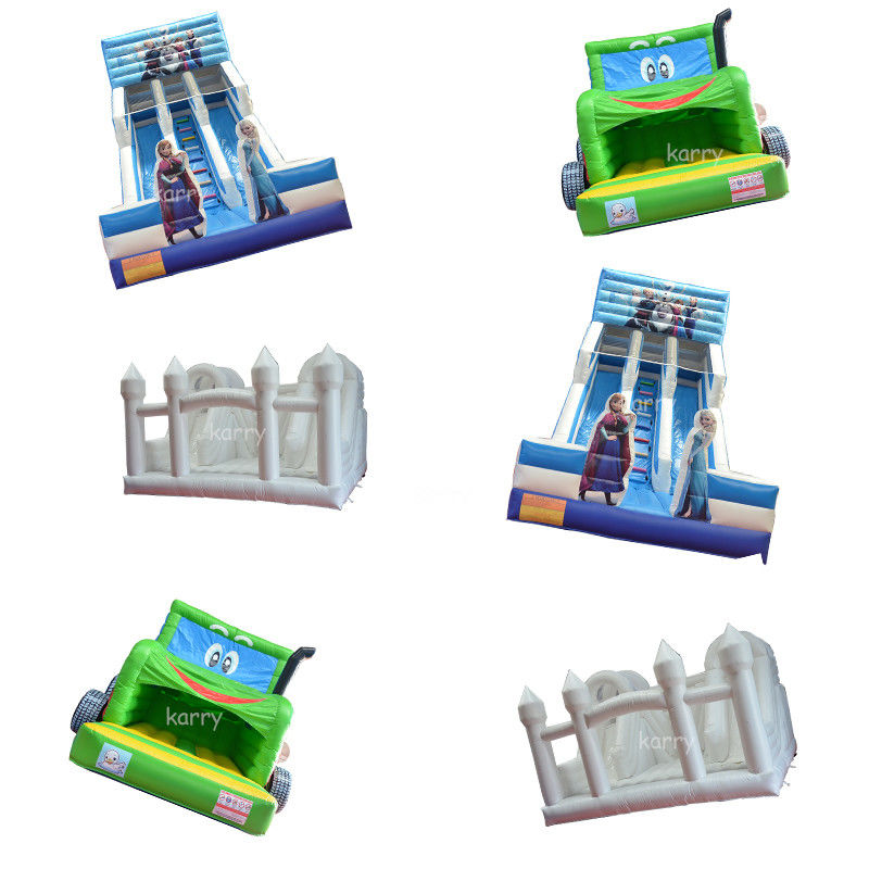 Casa de salto branca de carril duplo Tractor Air Bouncer Slide de água inflável pronto para o envio