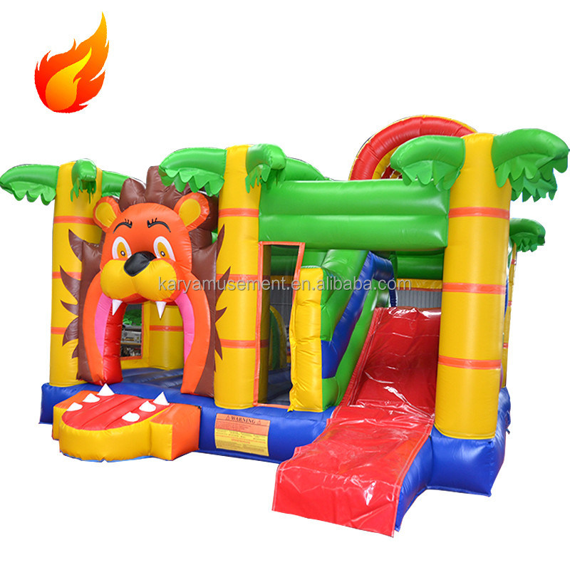Tamanho e cor personalizados Castelo de salto com deslizamento Hot Jungle Lion Inflatable Castle
