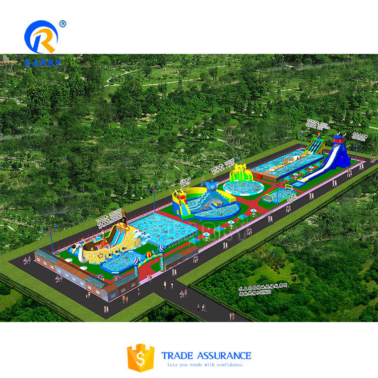 Logotipo / Padrão Impressão digital tamanho personalizado Parque aquático inflável para parque de diversões