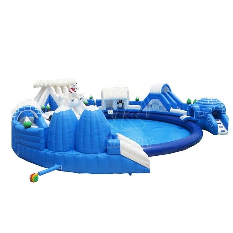 Piscina de grande porte Urso Polar Mundo Inflavel de Água com Slides de Água de Tamanho Personalizado