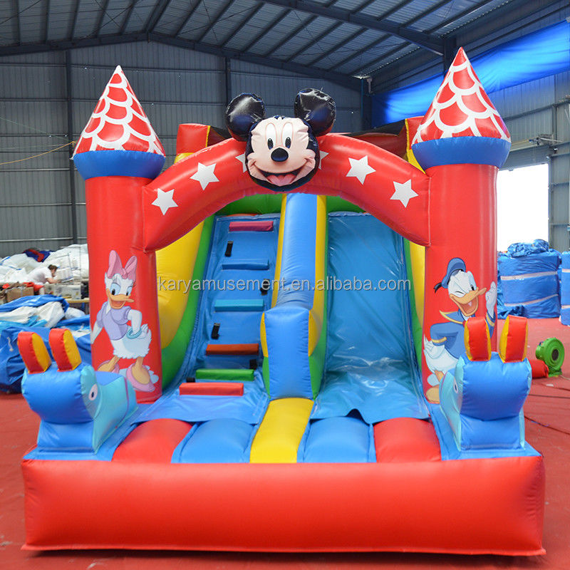Tamanho do cliente 16ft Small Toddler Slide inflável Mickey Slide seco ou molhado para saltadores
