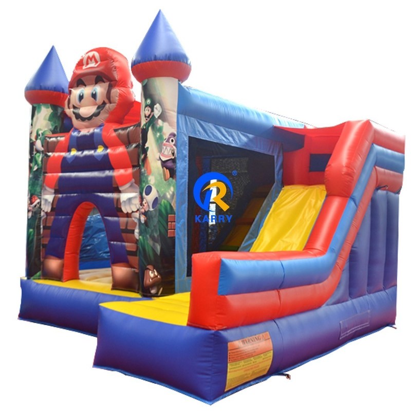 0.55mm PVC Vinyl Tarpaulin Inflável Mario Bounce House Combo Castelo Slide com Blower