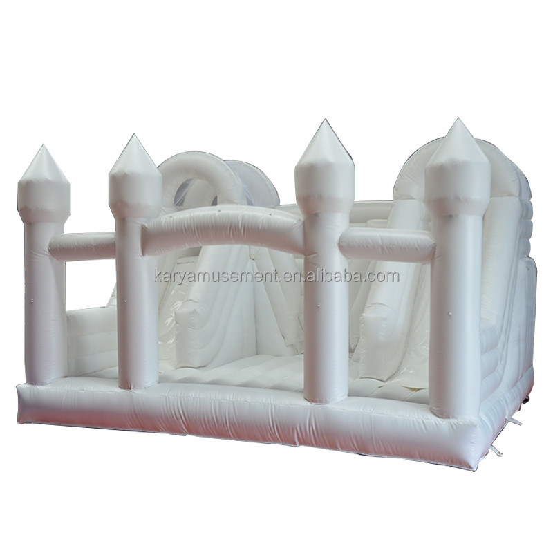 Deslizamento interior Criança pequena Casa de salto branca para festa Casamento Combinação de castelo de salto inflavel