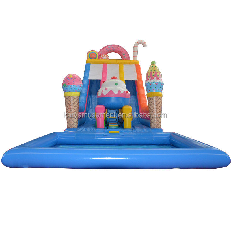 Festa Comercial Aluguel de escorrega de água com piscina de remo infantil em rosa gelado