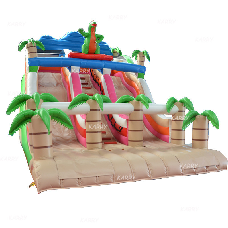 Festa de família Equipamento de diversão Impressão digital Dinossauro Slide Castelo inflável